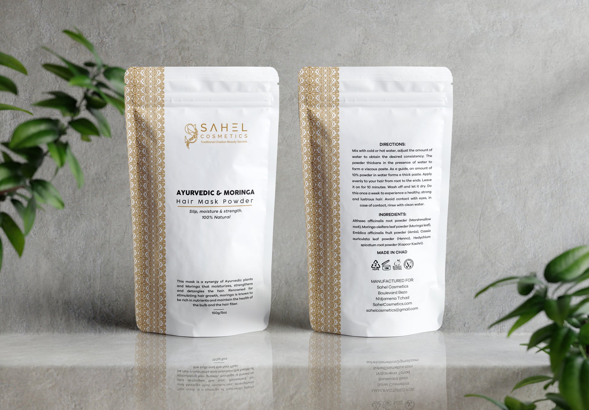 Ayurvedic and moringa hair mask pouch for curls and coils