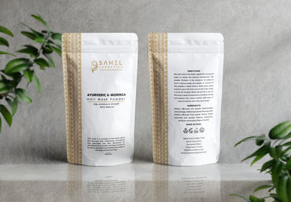 Ayurvedic and moringa hair mask pouch for curls and coils